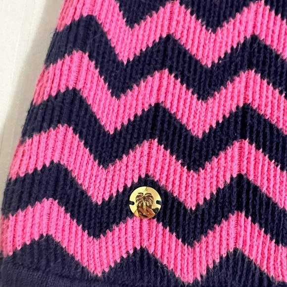 Lilly Pulitzer Girls Pink Blue Chevron Cotton Knit Sweater Dress Large - Picture 7 of 11